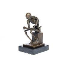 Classic Deco Skeleton Thinker Sculpture Art Craft Bronze Statue Tpy-298